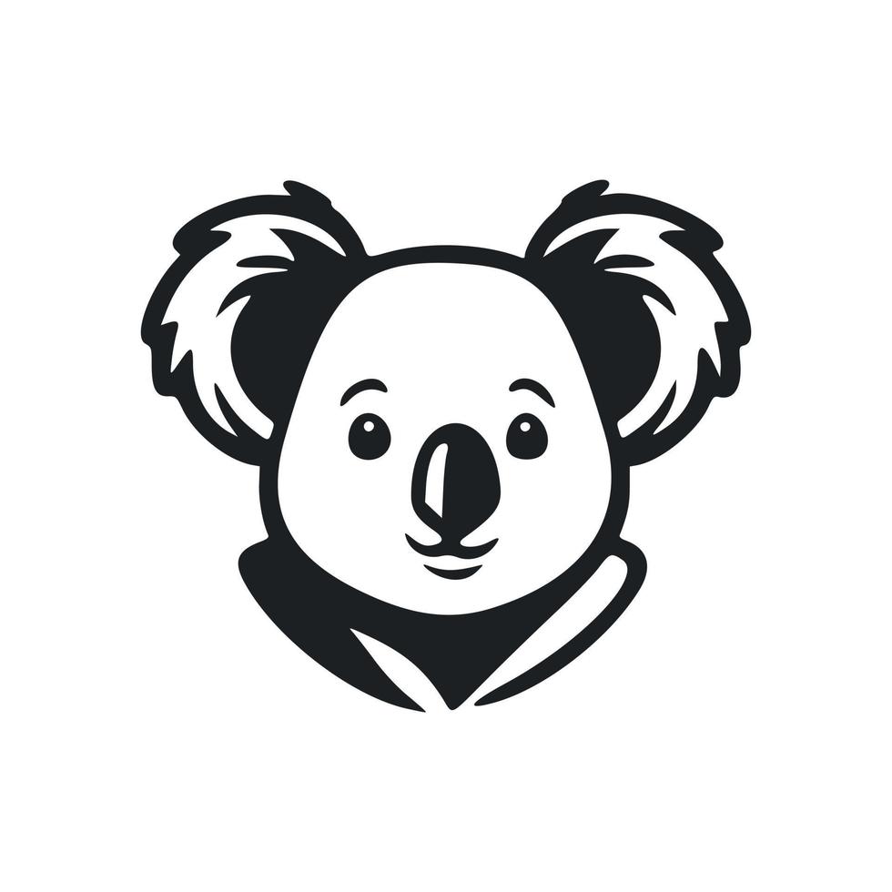 nero e bianca semplice logo con adorabile e carino koala. vettore