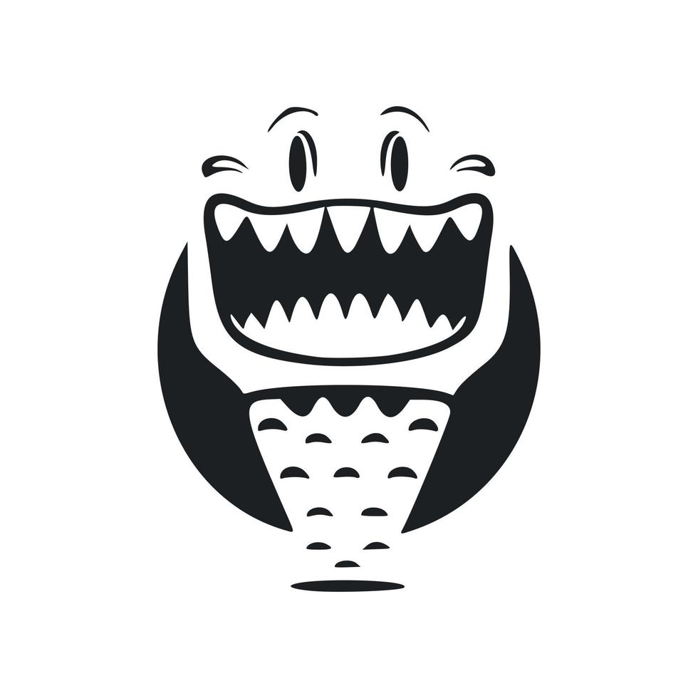 nero e bianca minimalista logo con un' affascinante allegro coccodrillo. vettore