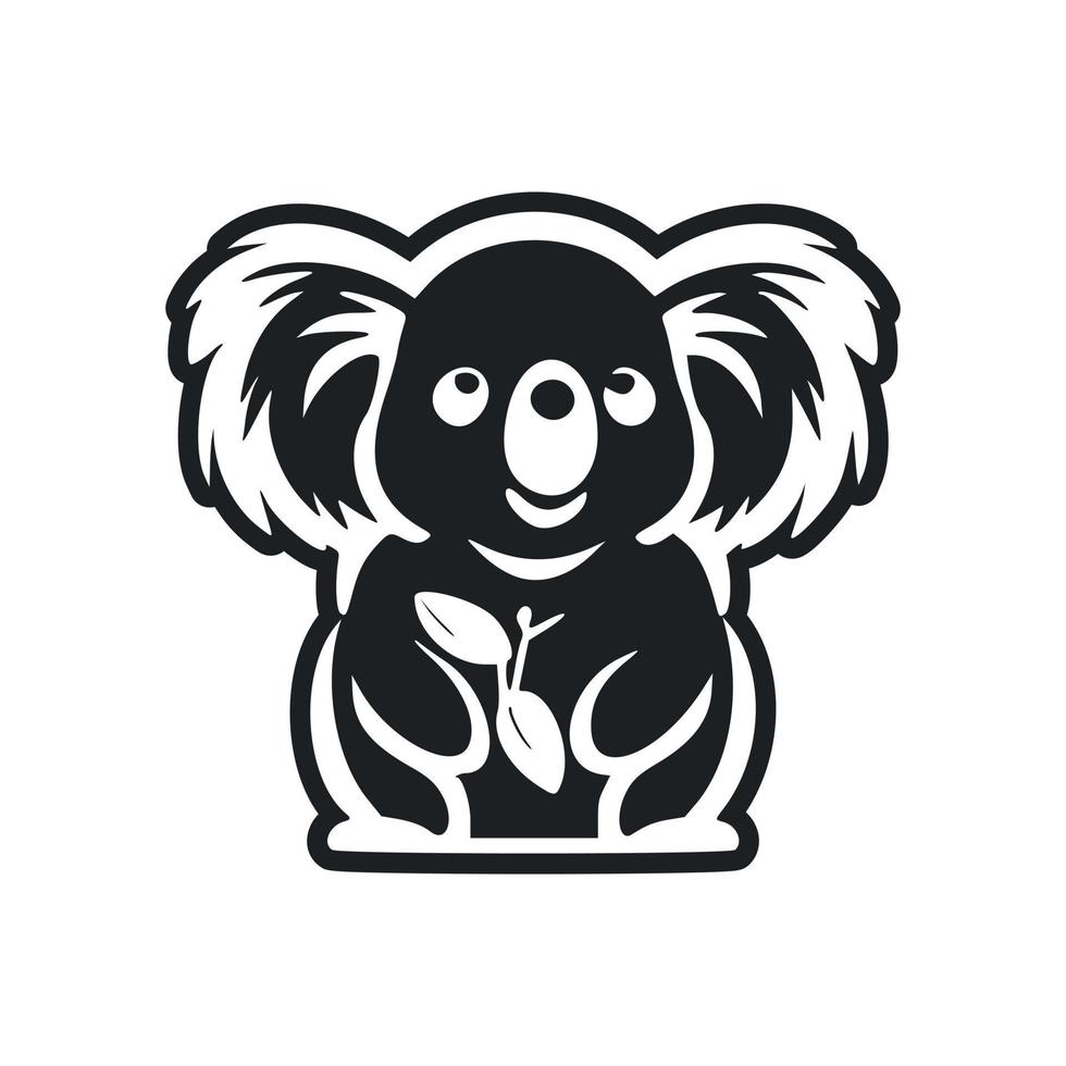 nero e bianca semplice logo con un' affascinante e carino koala. vettore