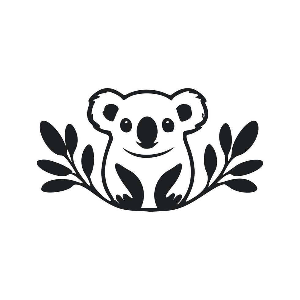 nero e bianca di base logo con estetico e carino koala. vettore