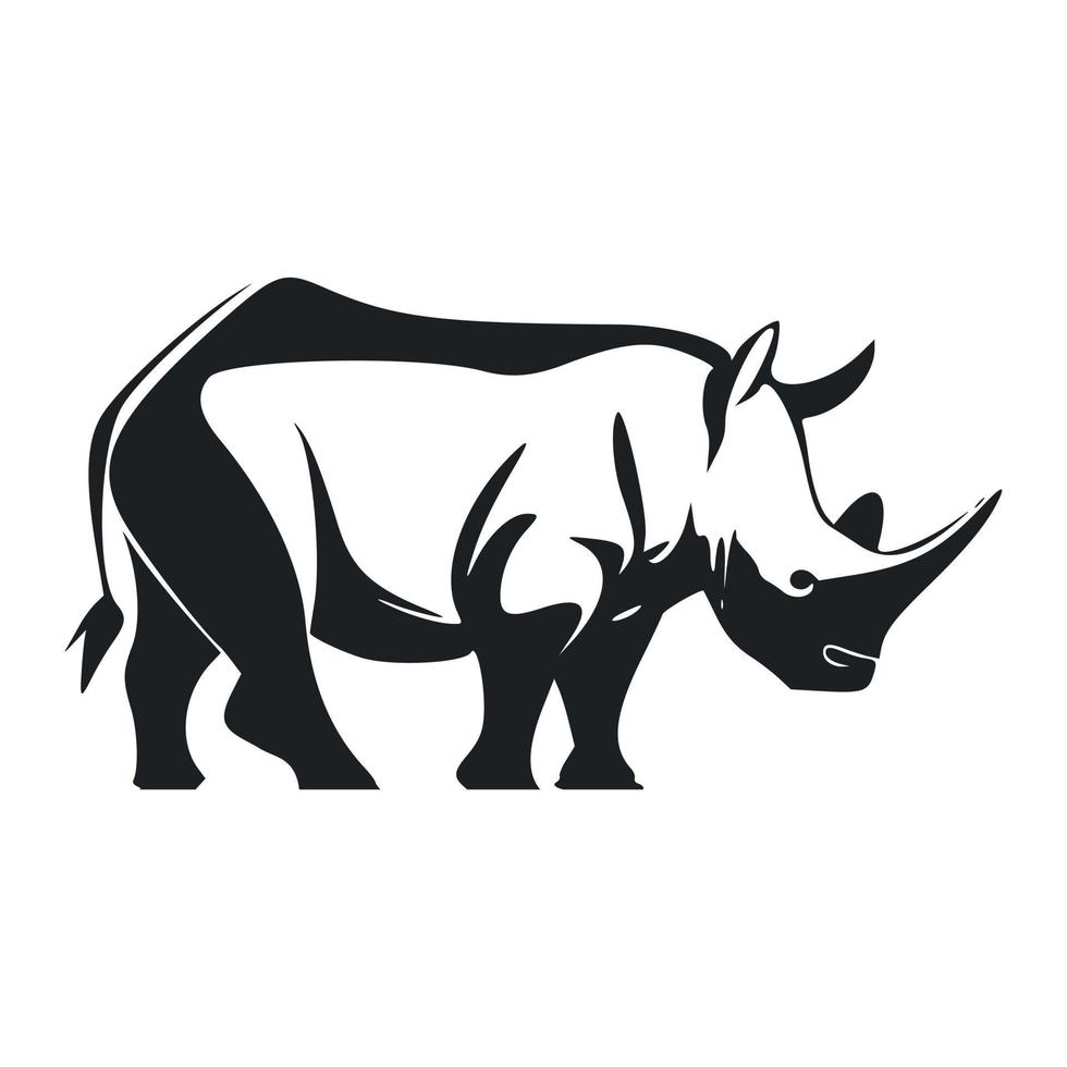 nero e bianca semplice logo con un' affascinante rinoceronte vettore