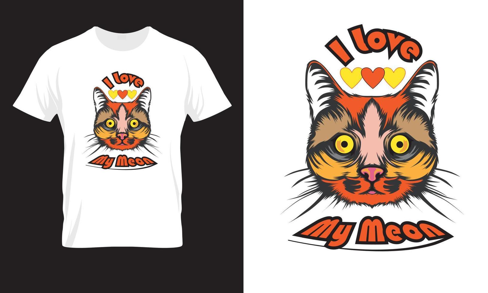 io amore mio meone t camicia con colorato gatto vettore illustrazione