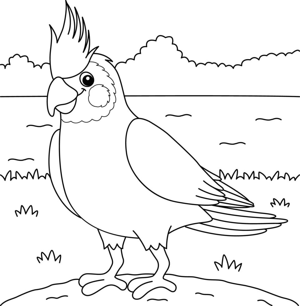 cockatiel animale colorazione pagina per bambini vettore