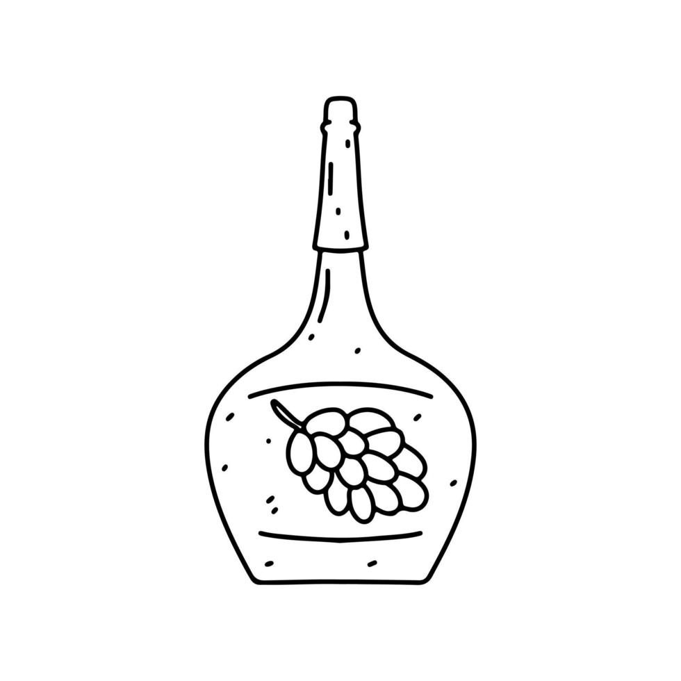 bottiglia di vino nel mano disegnato scarabocchio stile. vettore illustrazione isolato su bianca sfondo.
