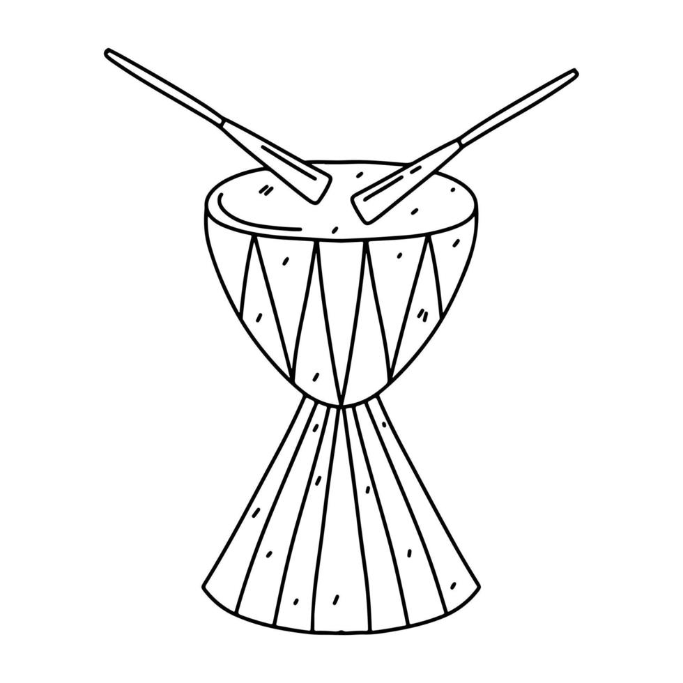 africano tamburo nel mano disegnato scarabocchio stile. vettore illustrazione isolato su bianca sfondo.