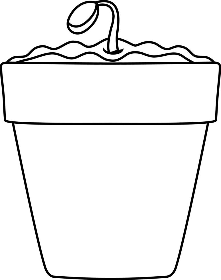 luminosa vettore illustrazione di un' pentola con piantine, un' germoglio, interno impianti e un' verdura giardino, scarabocchio e schizzo