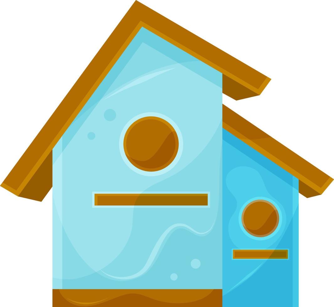 vettore illustrazione carino blu di legno casetta per gli uccelli, piccolo di legno Casa, primavera illustrazione