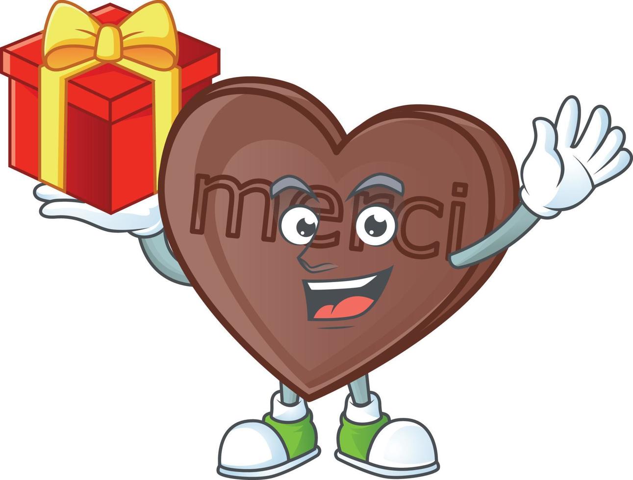 uno mordere amore cioccolato cartone animato personaggio stile vettore
