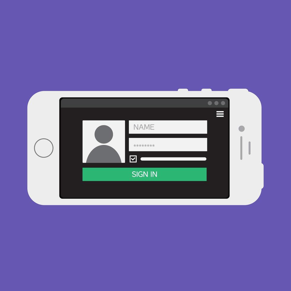 modello web del modulo di accesso per smartphone vettore