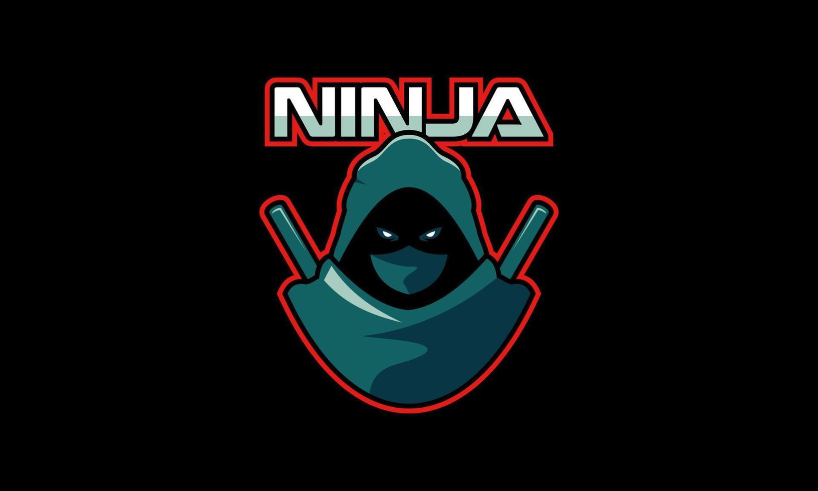 e-sport ninja portafortuna personaggio logo vettore