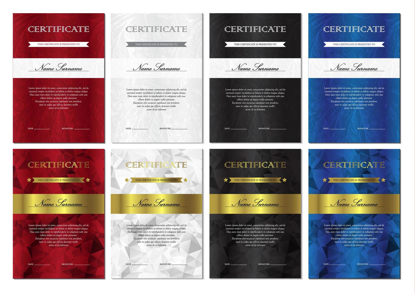 set di modelli di certificato e diploma vettore