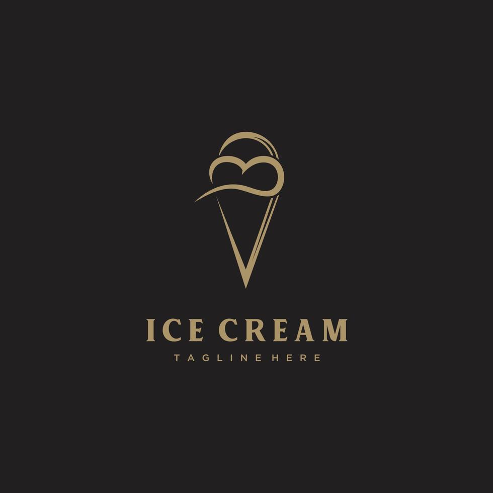 ghiaccio crema linea arte minimalista logo design vettore icona oro colore