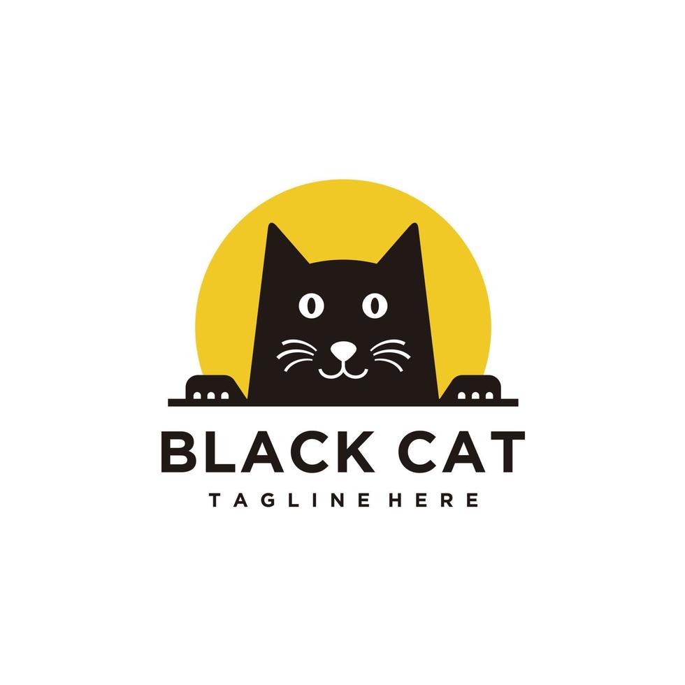 carino nero gatto logo design vettore ispirazione