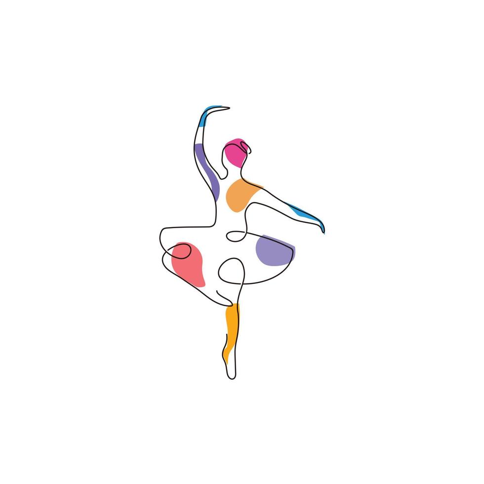 balletto accademia danza studio linea arte logo design icona vettore illustrazione