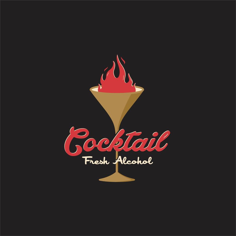 ardente cocktail bicchiere caldo logo design vettore ispirazione