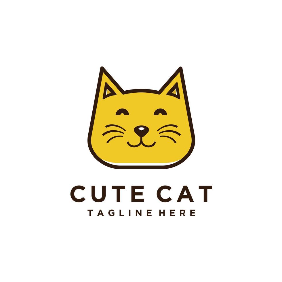 carino gatto testa logo design vettore ispirazione