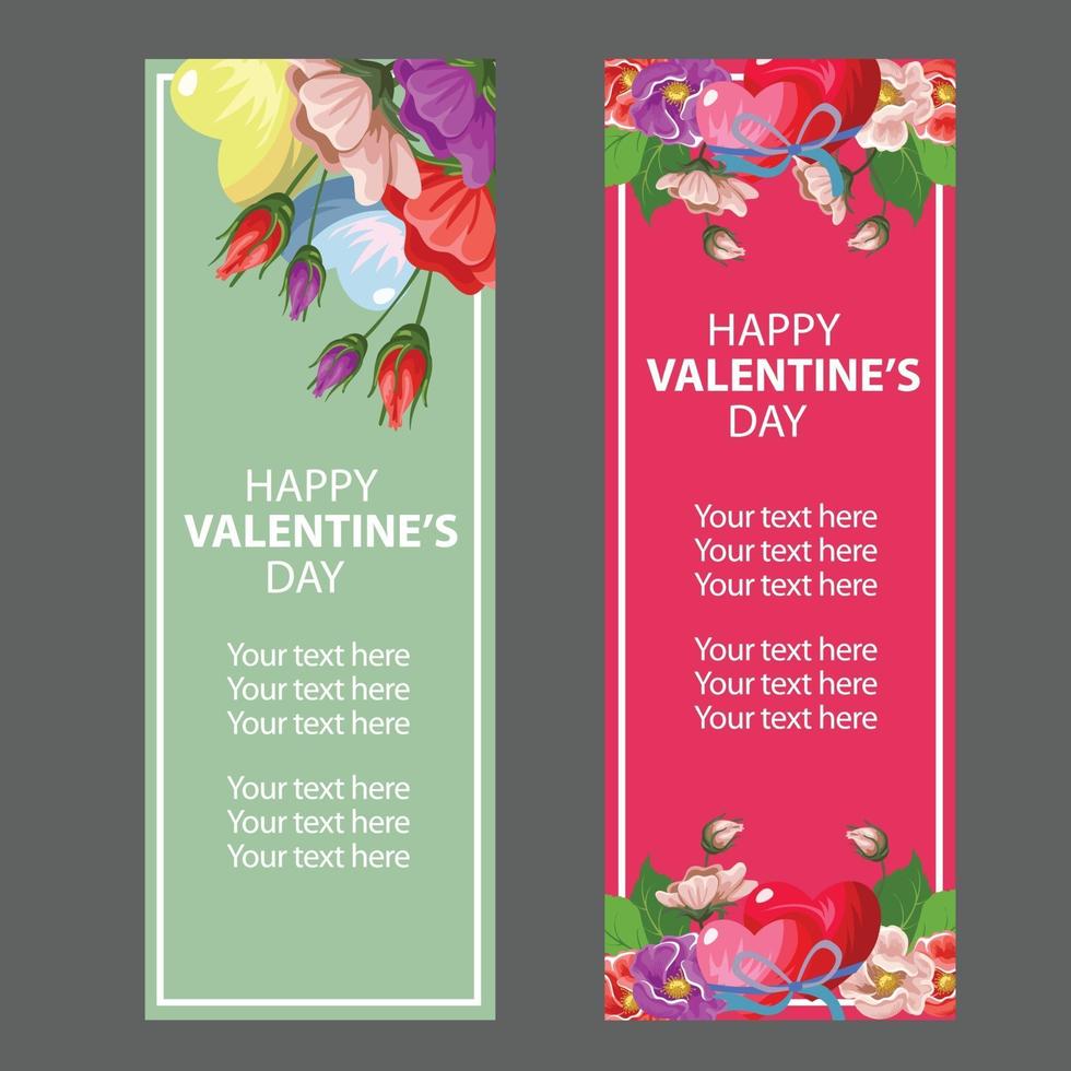 set di banner fiore vintage di San Valentino vettore