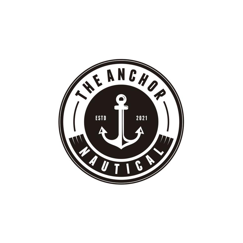 ancora barca nave nautico minimalista cerchio logo design icona vettore