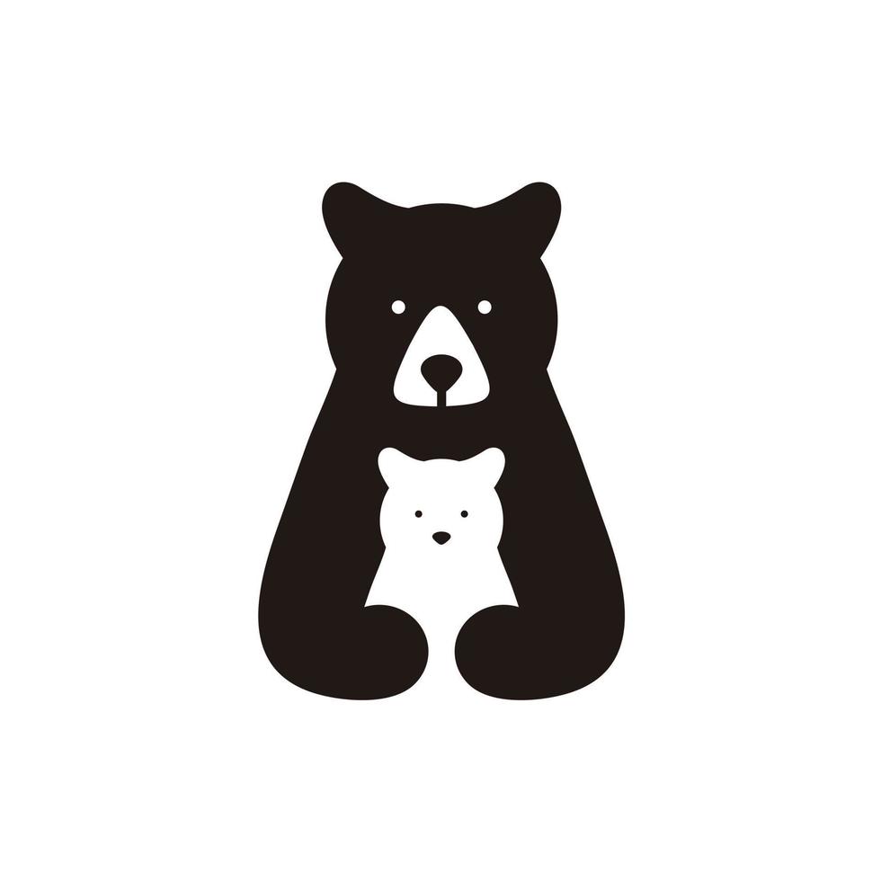 orso e bambino, carino orsi logo design vettore