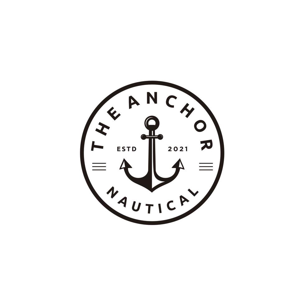 ancora barca nave nautico minimalista cerchio logo design icona vettore