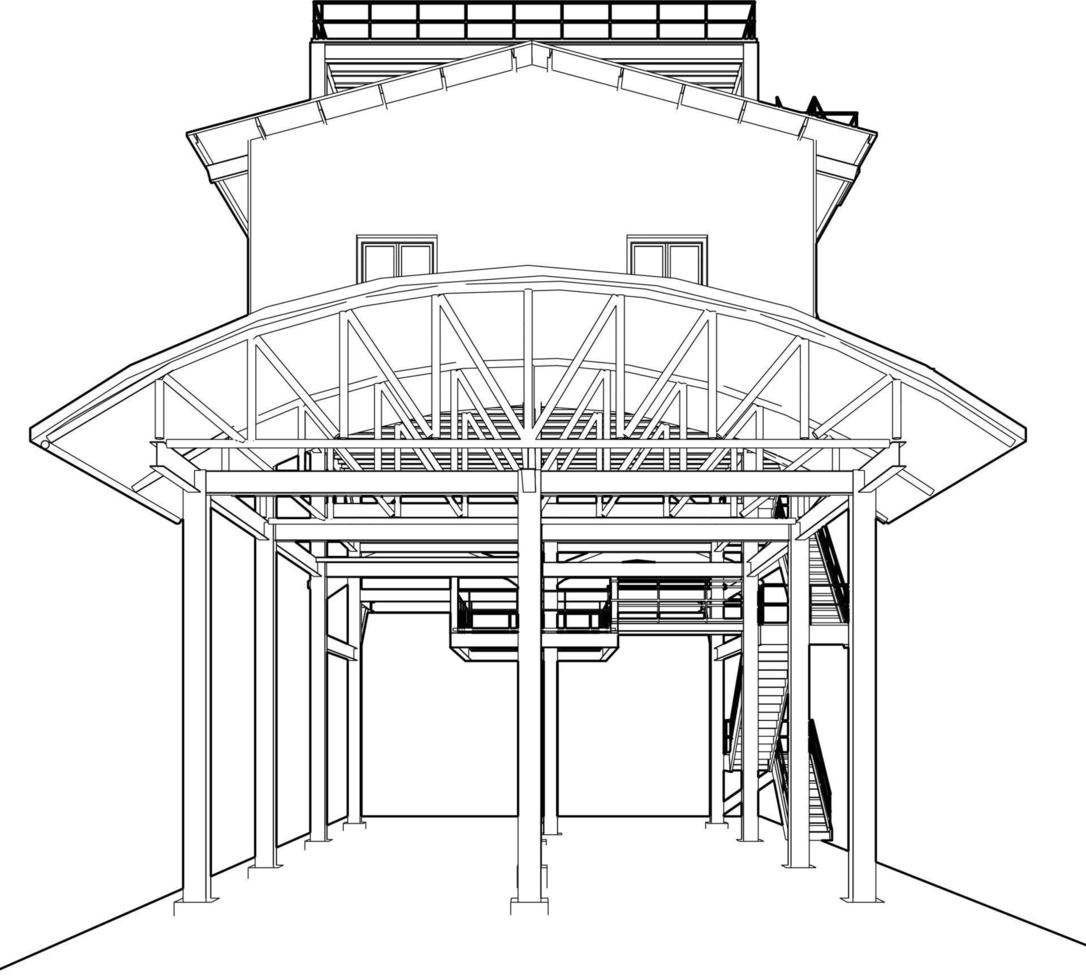3d illustrazione di industriale edificio vettore