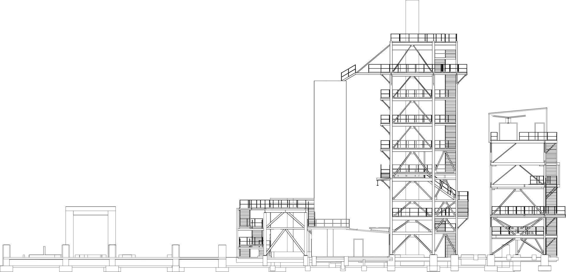 3d illustrazione di industriale edificio vettore