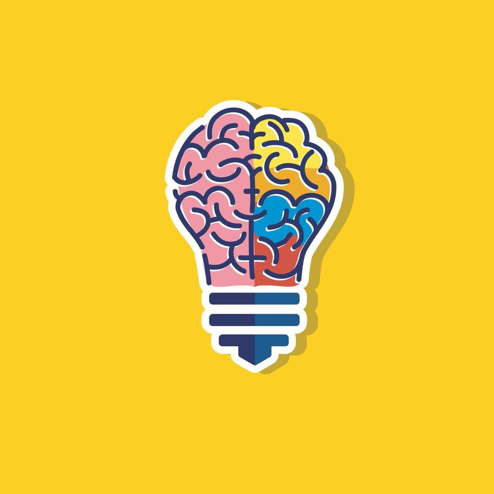 idea lampadina colorata con modello di logo vettoriale cervello