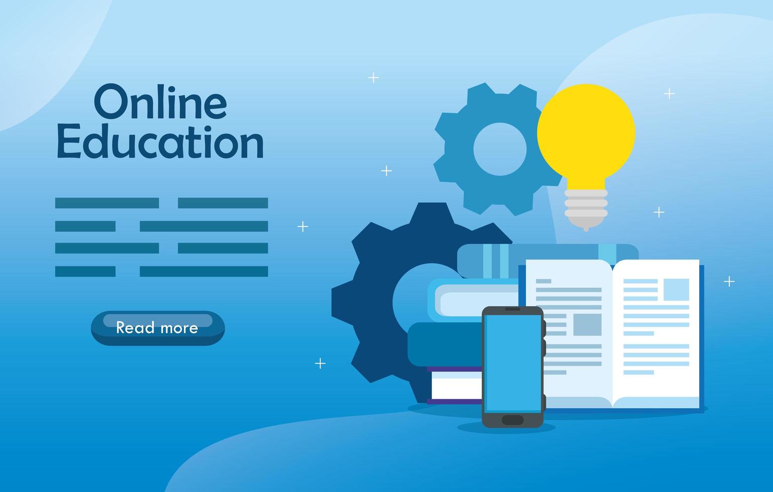 banner di tecnologia di formazione online con smartphone e icone vettore