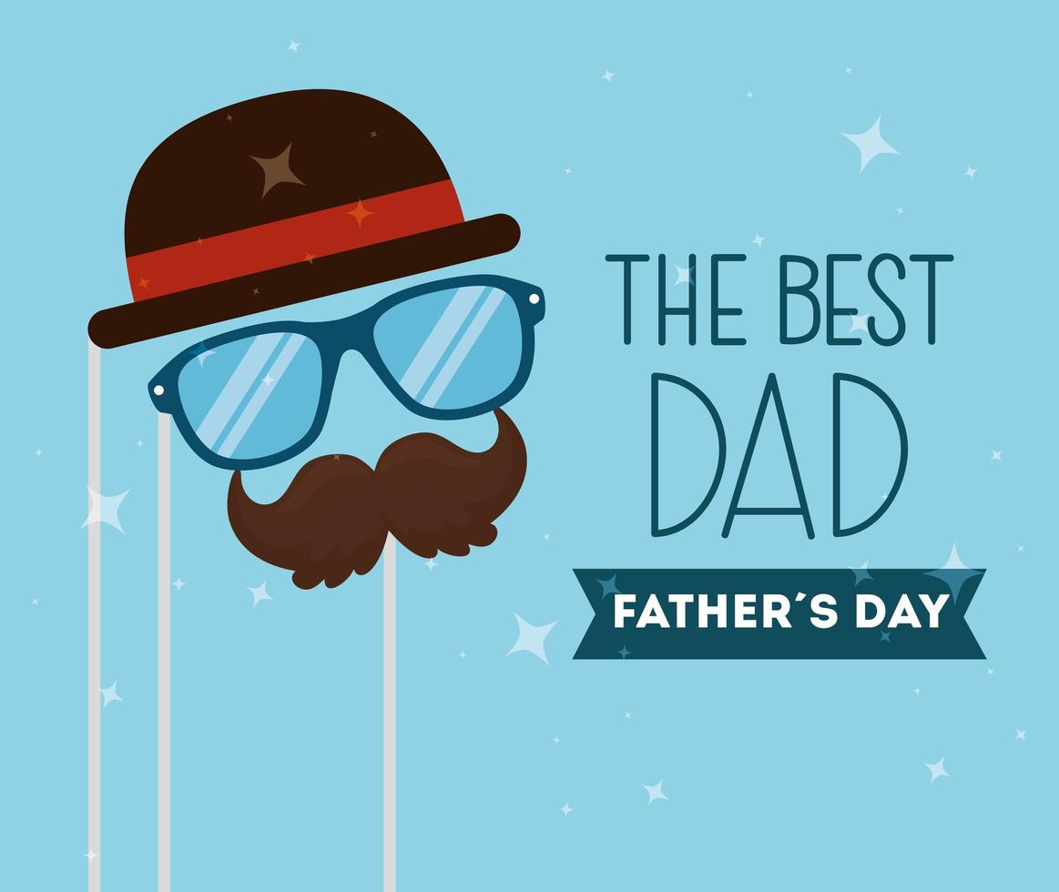 carta di felice festa del papà con decorazione di accessori hipster vettore