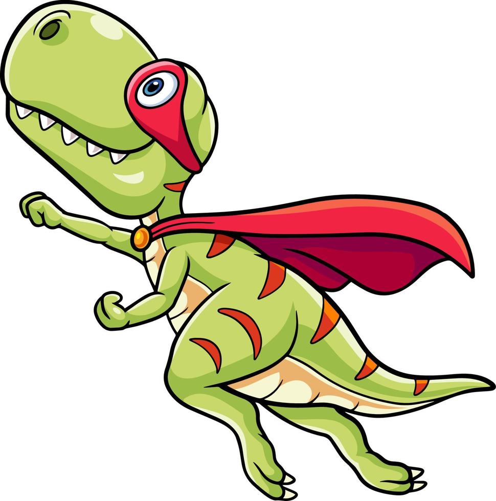carino dinosauro cartone animato indossare un' rosso accappatoio e maschera vettore