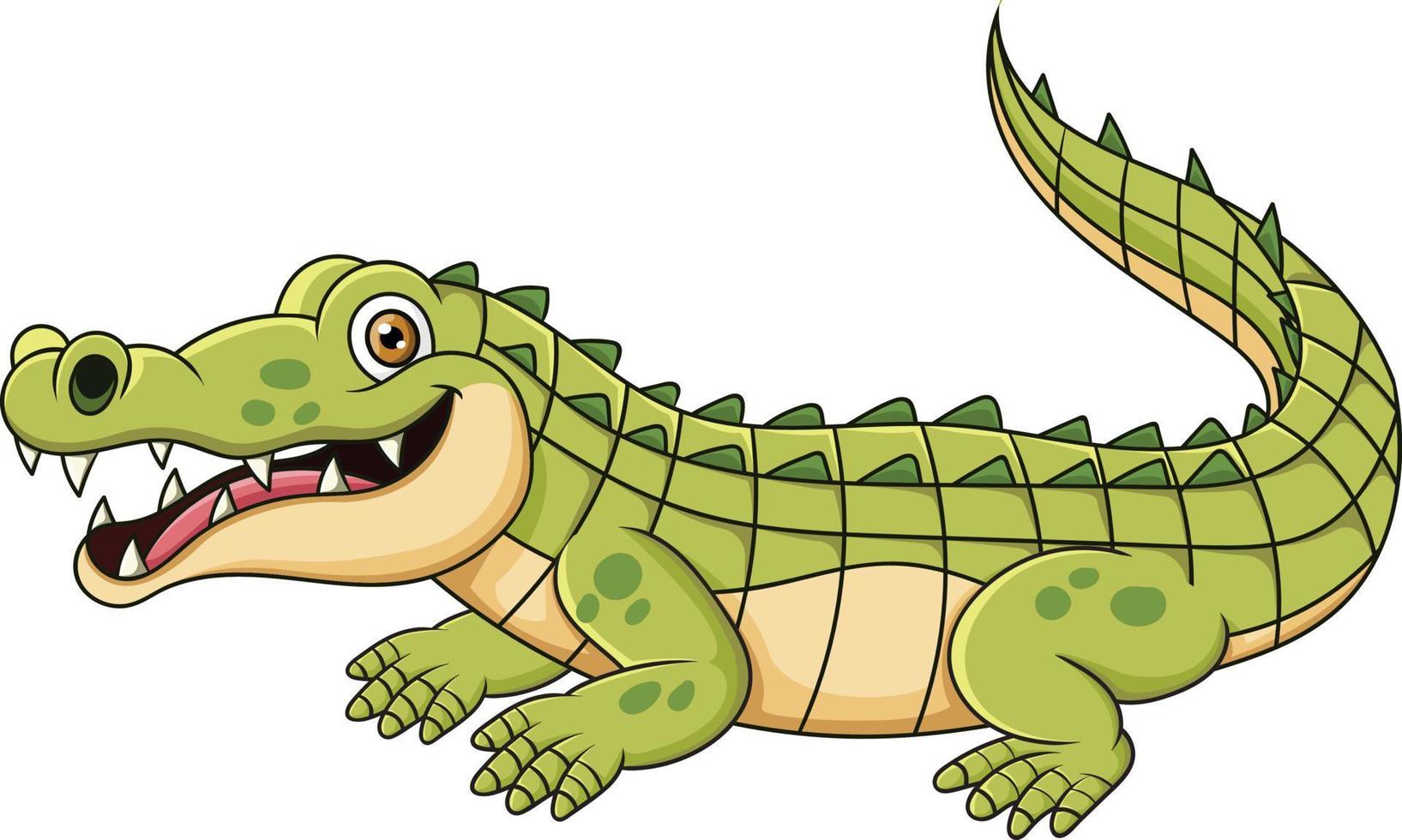 cartone animato contento coccodrillo personaggio design vettore