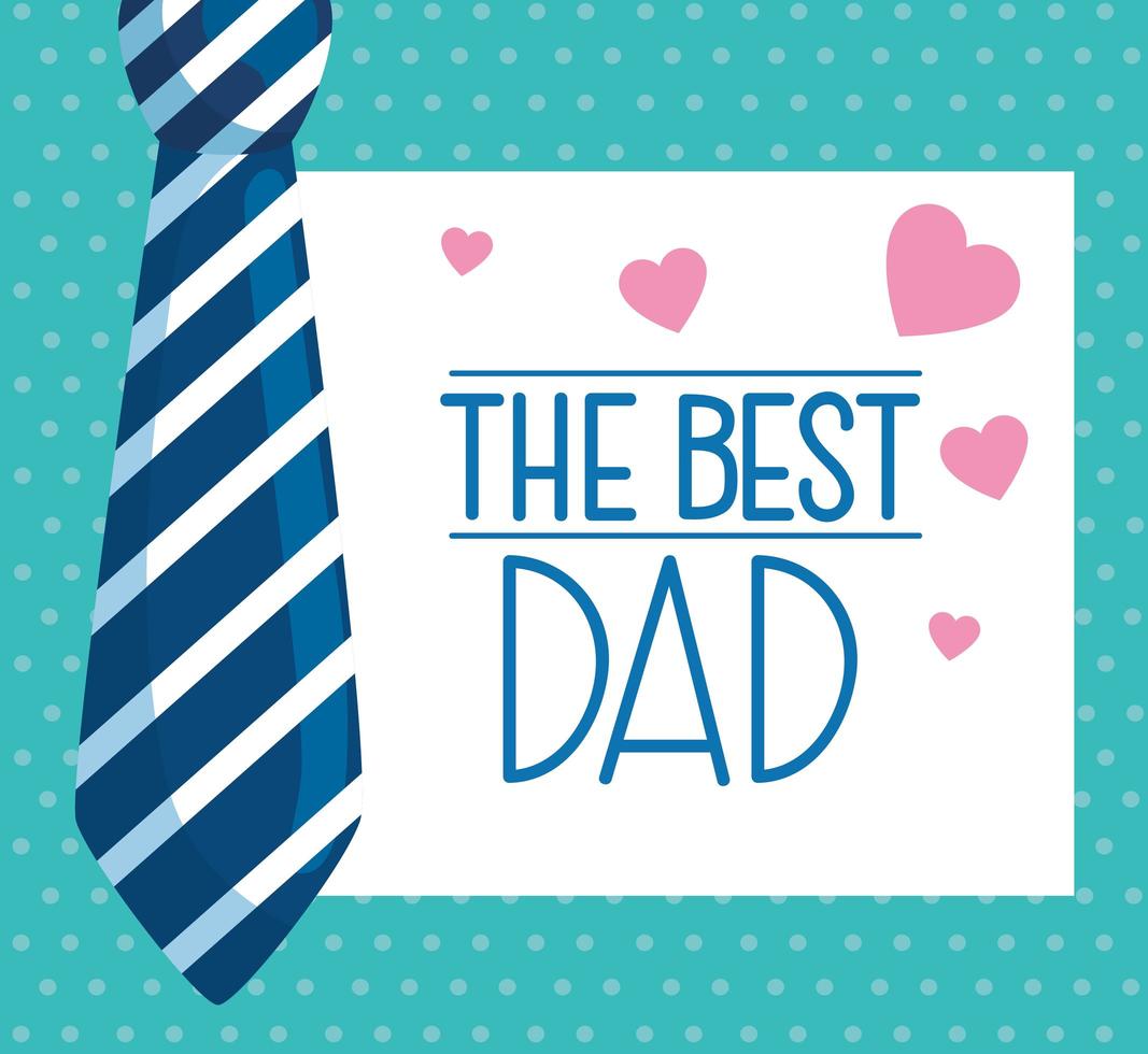 carta di felice festa del papà con cravatta e cuori vettore