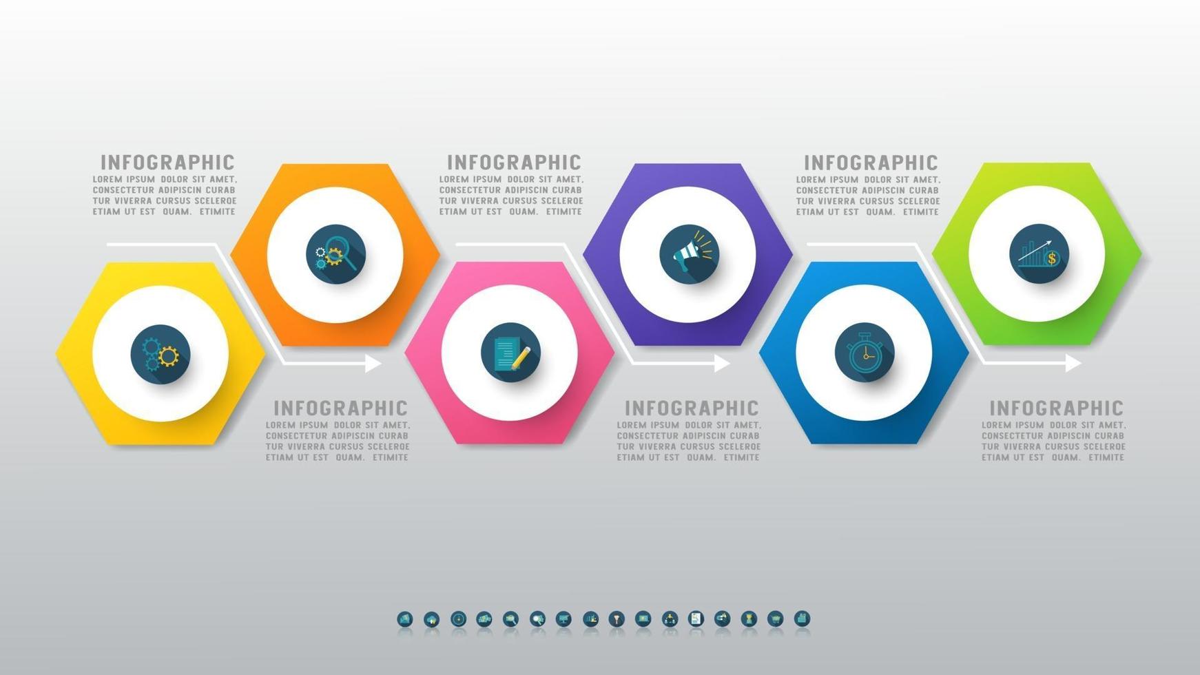 modello di presentazione aziendale 6 opzioni infografica vettore