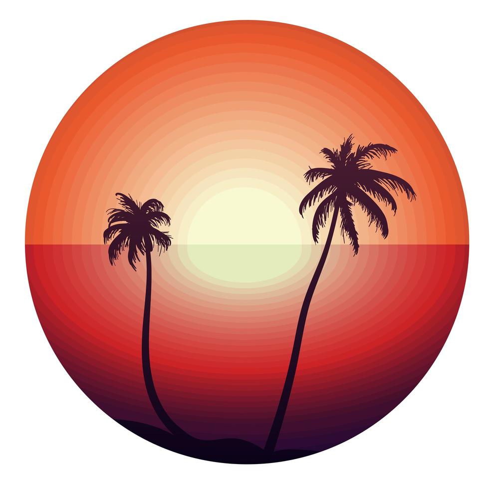 tramonto tropicale con palme vettore