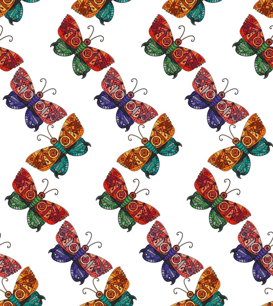 Steampunk farfalla seamless pattern vettore