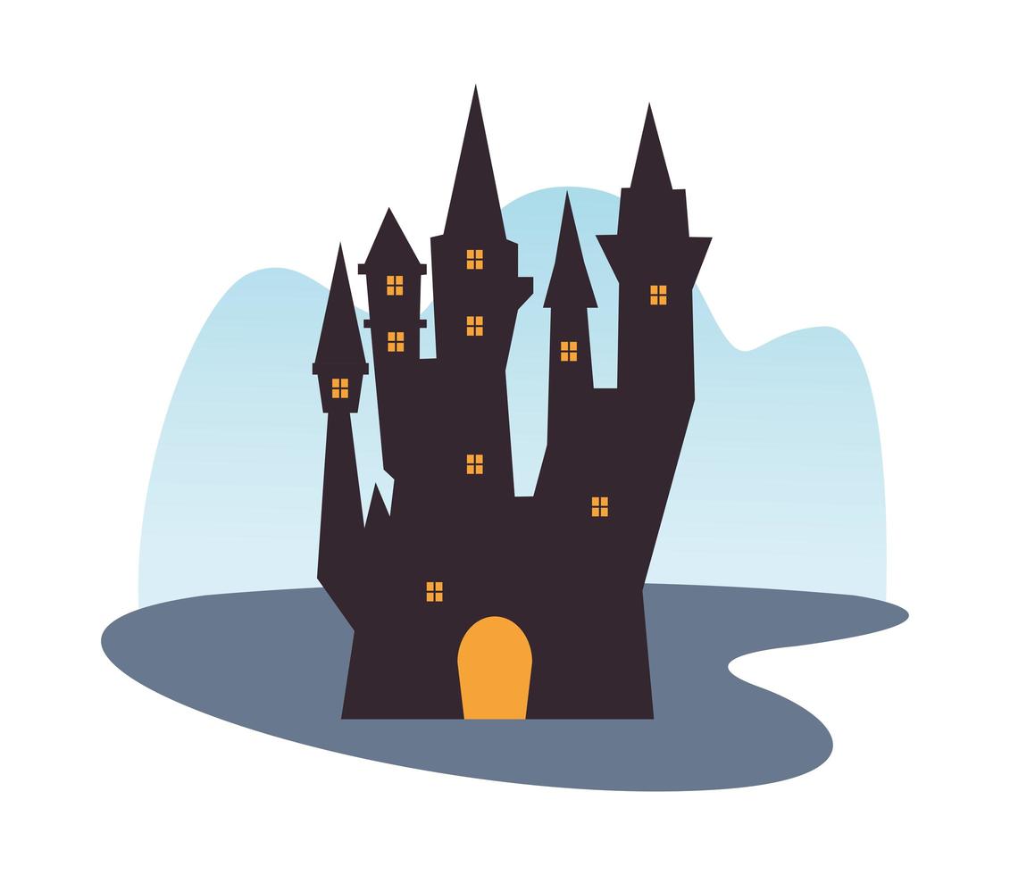 icona del castello infestato scuro di halloween vettore