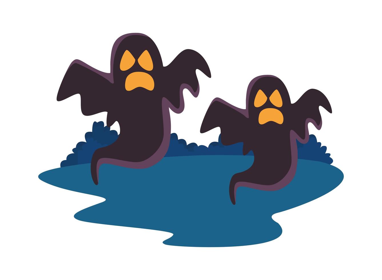 fantasmi di Halloween galleggianti icone isolate vettore