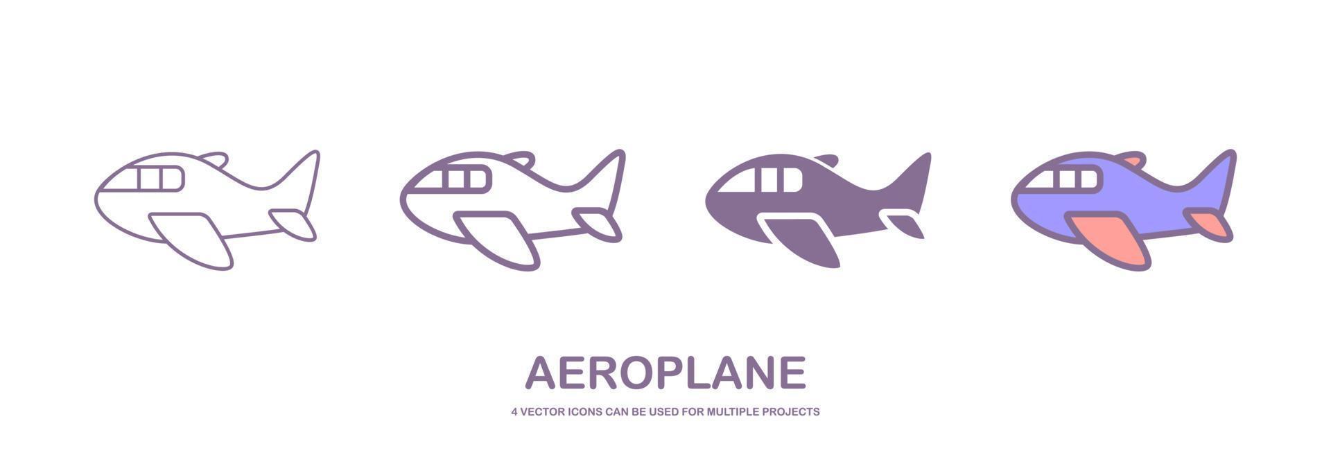 quattro diverso stili di aereo, aereo o aereo vettore icone quello può essere Usato per molti progetti, piace ragnatela disegno, App eccetera. quale è isolato su un' bianca sfondo.