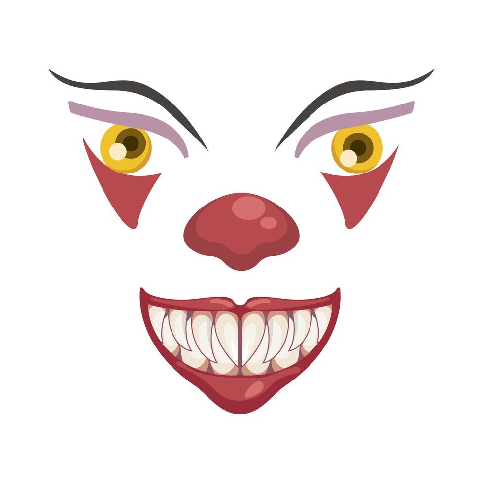 personaggio di halloween faccia da clown malefico scuro vettore