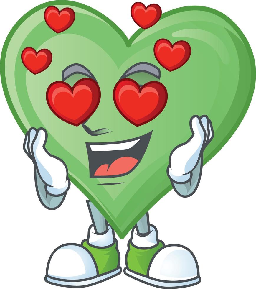 verde amore cartone animato personaggio stile vettore