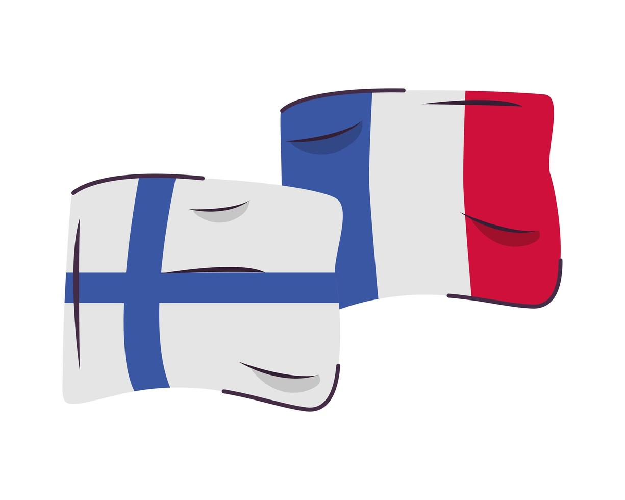 icona isolata di bandiere Finlandia e Francia vettore