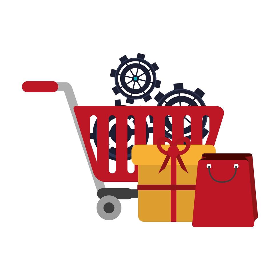 cartone animato di vendita e-commerce dello shopping online vettore