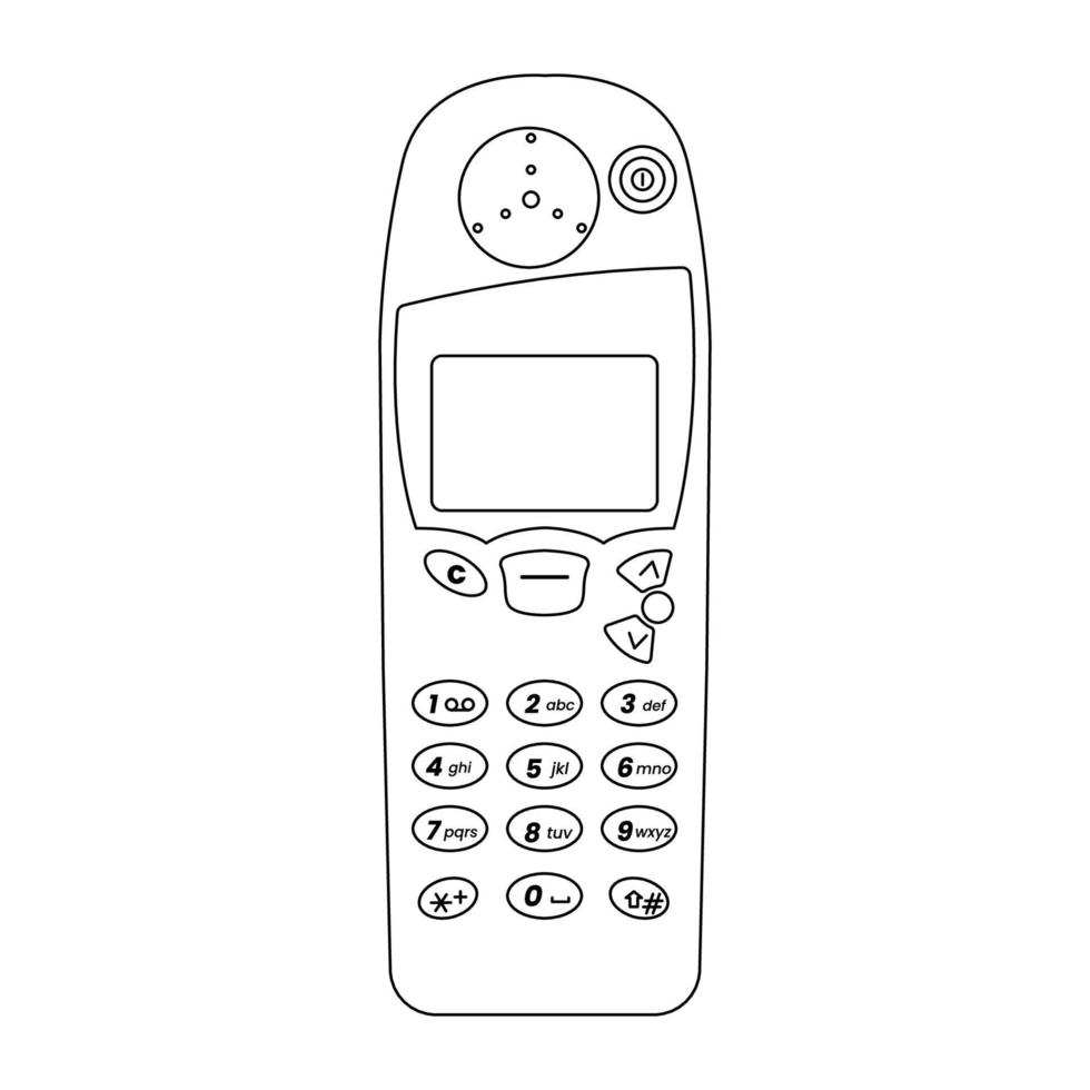 Vintage ▾ cellula Telefono schema icona illustrazione su isolato bianca sfondo vettore