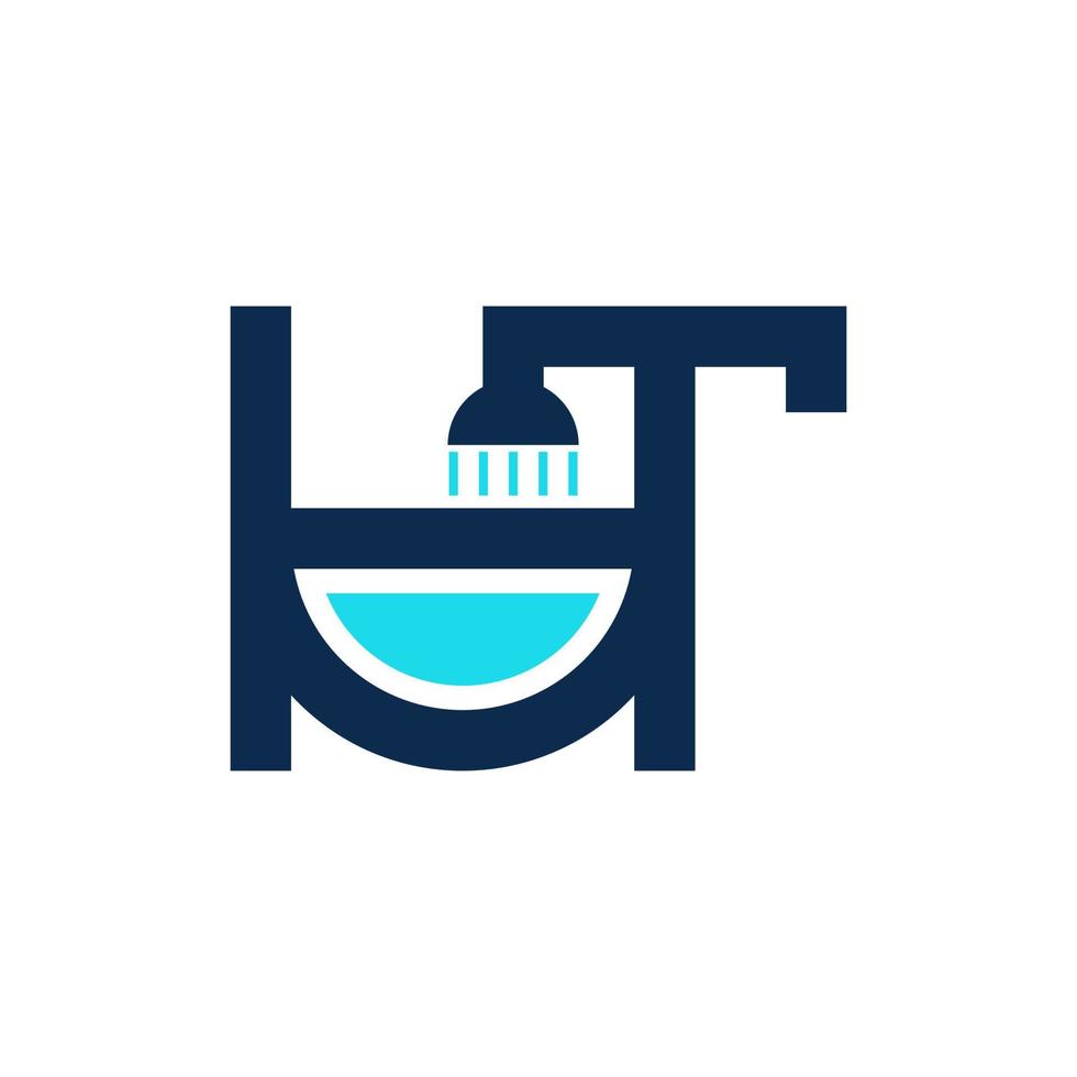 lettera ht bagno moderno creativo logo design vettore