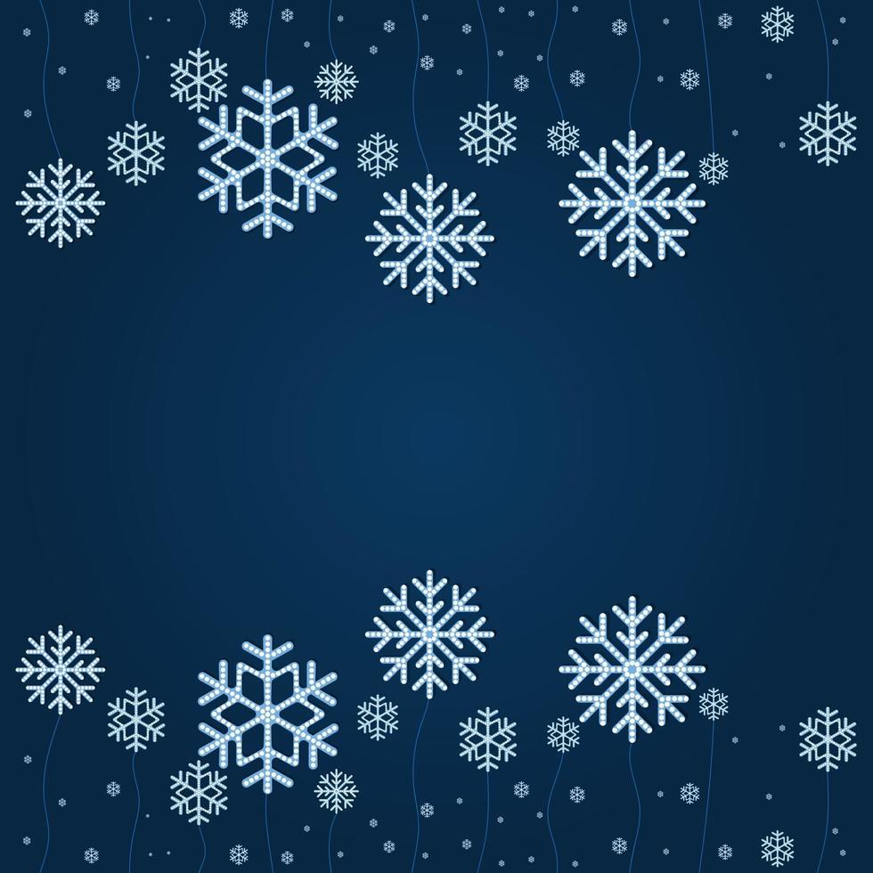 sfondo astratto Natale cadere fiocco di neve vettore isolato su sfondo blu classico.