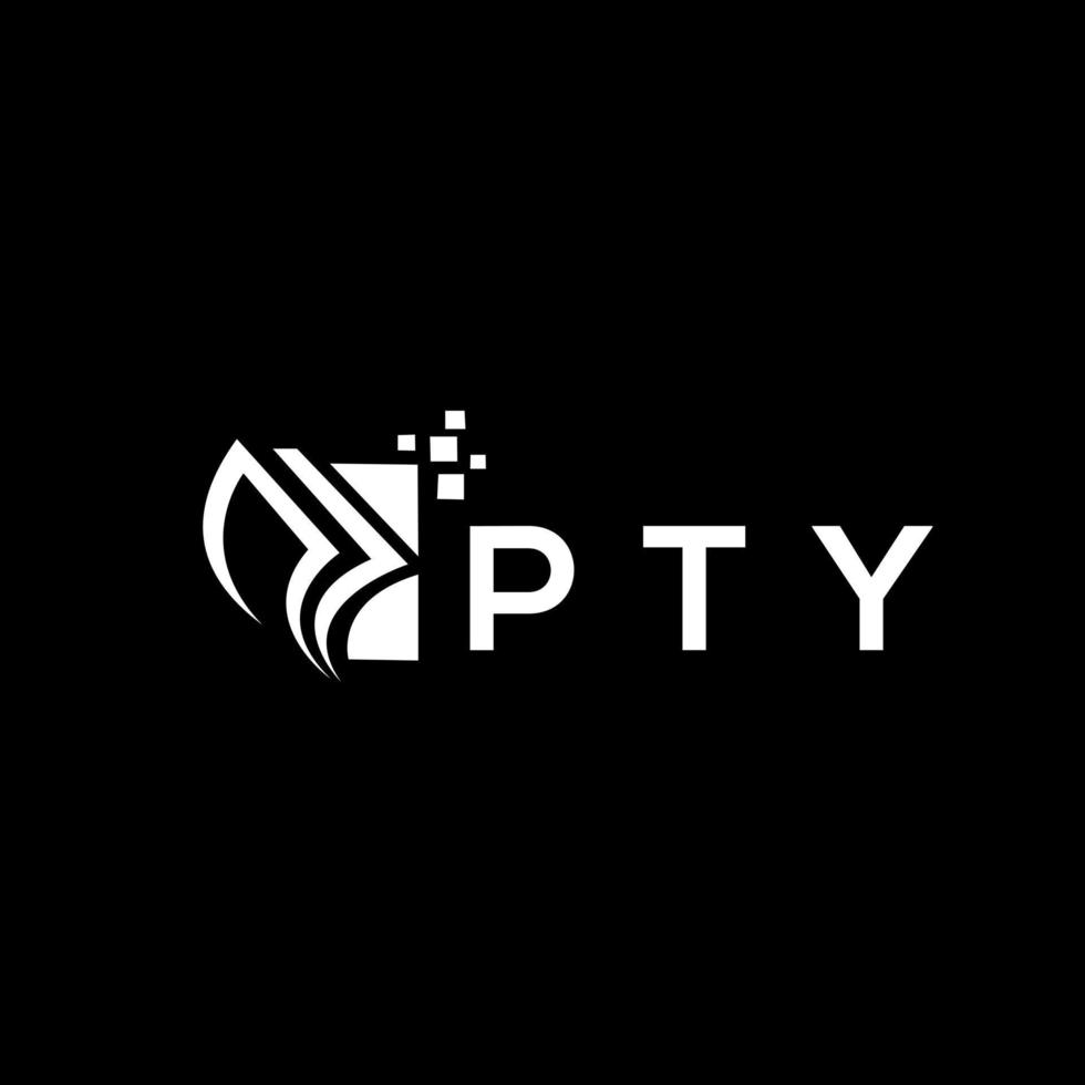 pty credito riparazione contabilità logo design su nero sfondo. pty creativo iniziali crescita grafico lettera logo concetto. pty attività commerciale finanza logo design. vettore
