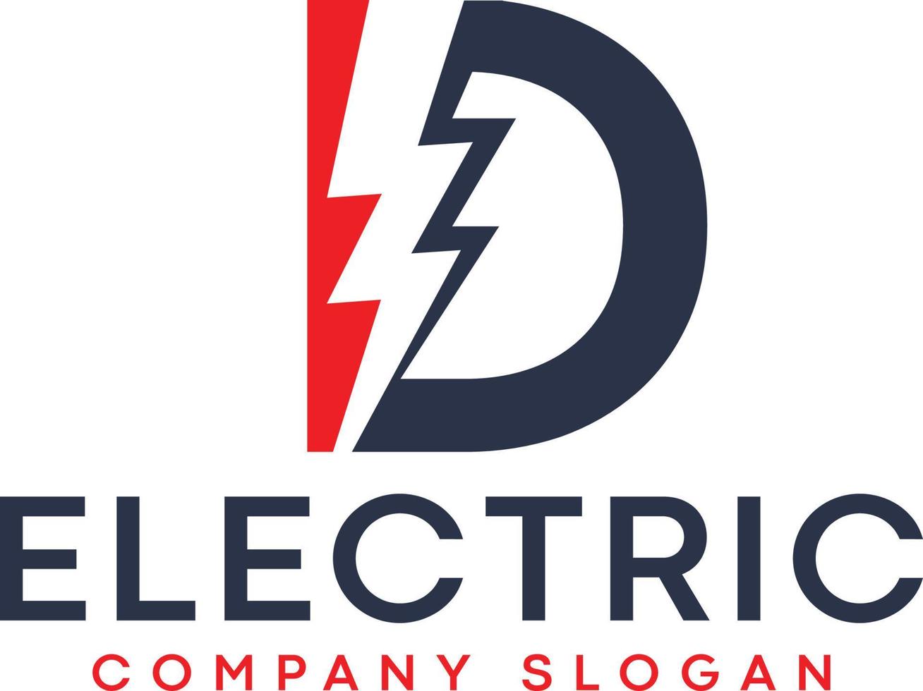 d elettrico lettera logo design con illuminazione tuono bullone logo vettore