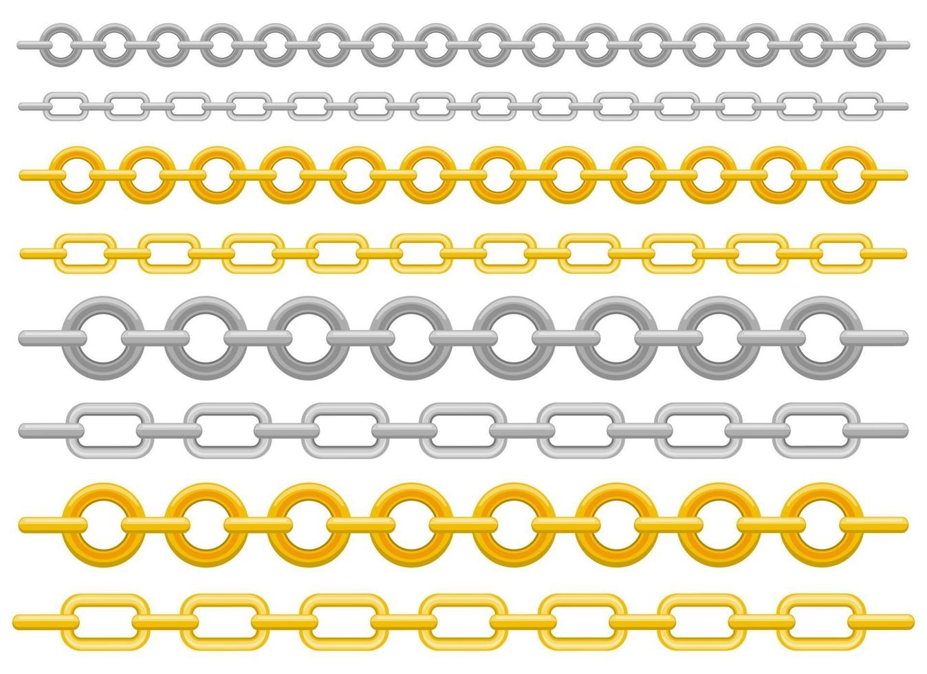 insieme dell'illustrazione di progettazione di vettore della catena metallica isolato su fondo bianco