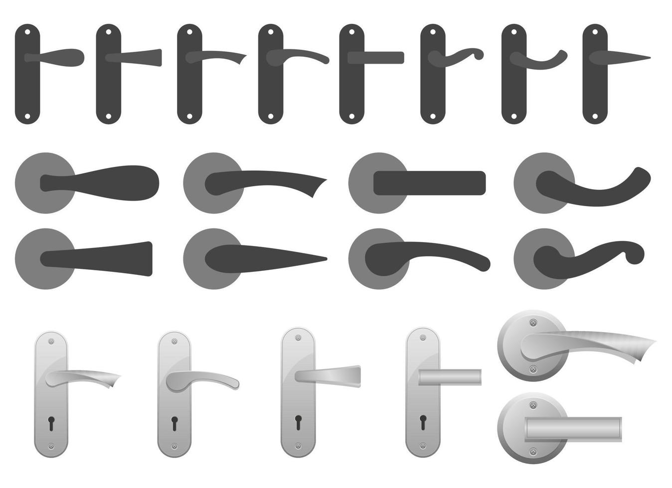 maniglie per porte disegno vettoriale illustrazione set isolato su sfondo bianco