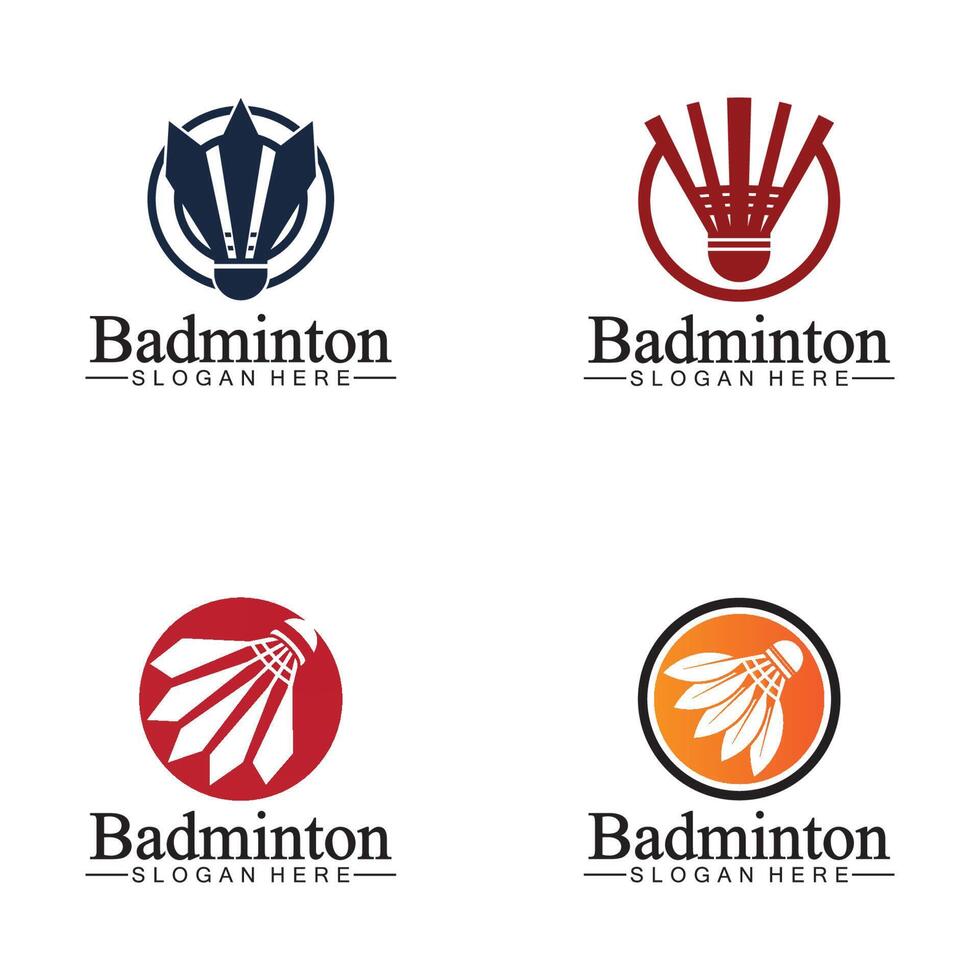 modello di disegno dell'illustrazione dell'icona del vettore del logo di badminton.logo dell'icona del volano di badminton.vettore del modello del logo dello sport di badminton. concetto di logo del club sportivo